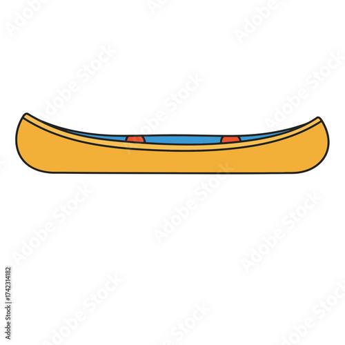 canoe with paddles on water surface in flat style
