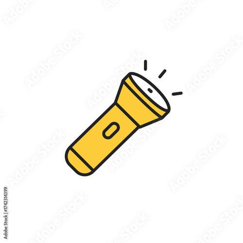linear flashlight with yellow body and black outline