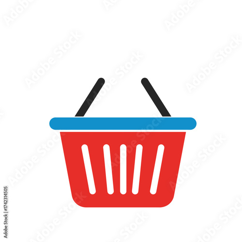 Shopping basket with handles and slats for retail and ecommerce use