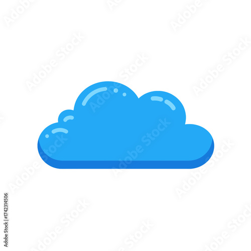 blue cloud with shiny highlights on white background