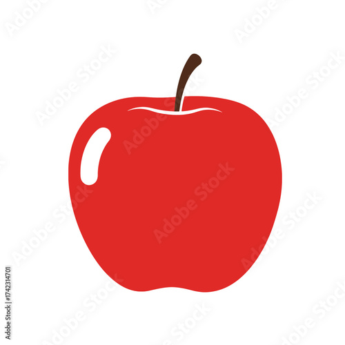 Red apple with stem isolated on white background