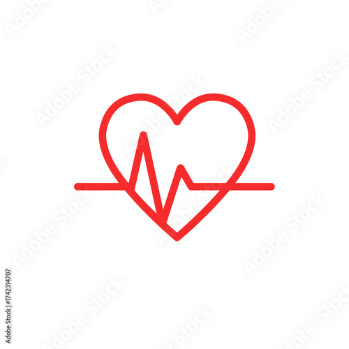 heart with pulse line symbol for health and medical care