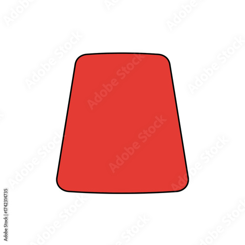 Red trapezoid with rounded corners on white background