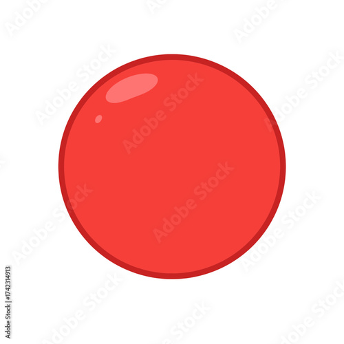 red spherical button with highlight and outline for web and user interface