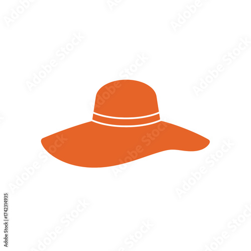 Wide-brimmed straw hat with decorative band on white background