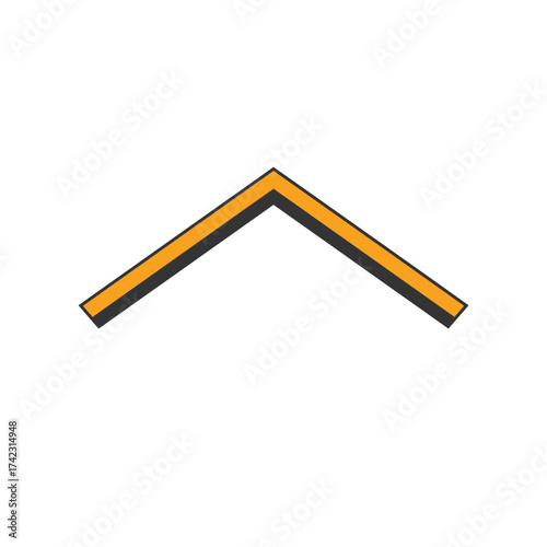 Chevron arrow shape with black and orange outlines