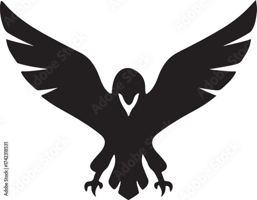 Hawk with outstretched wings logo vector, strong and dynamic design for branding and emblems.