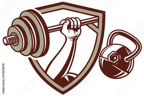 vector illustration of a hand with dumbbells