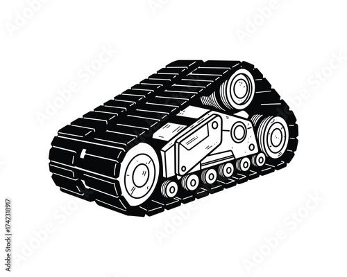 Continuous track black and white illustration
