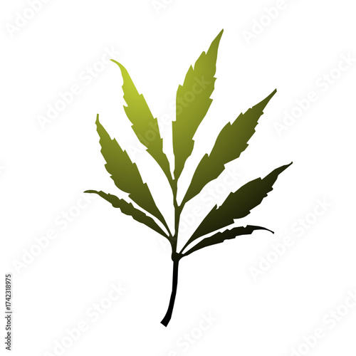 Yellow Leaf Silhouette Gradient Color 
