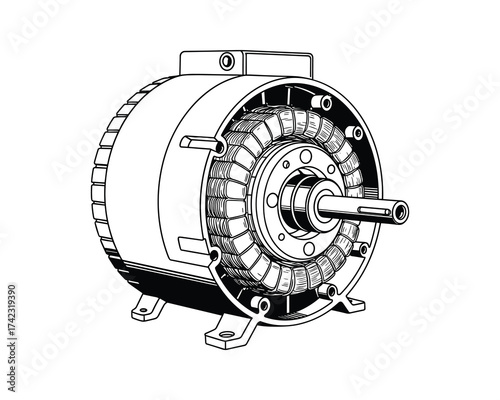 Electric Motor Cross Section Diagram