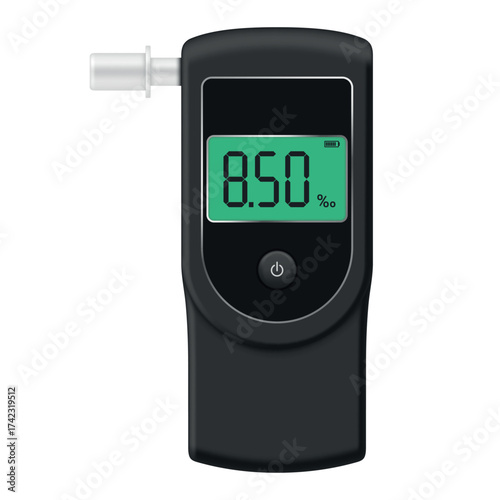 Portable breathalyzer with digital display showing blood alcohol content level clearly for safe driving