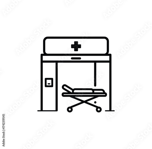 Hospital entrance with stretcher
