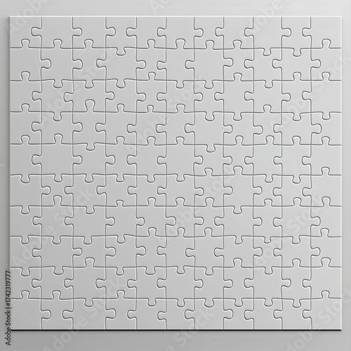 White puzzle pieces on light background for mockup and design template