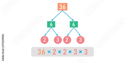 Prime Factor Tree of 36 in mathematics.