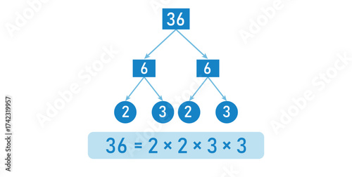 Prime Factor Tree of 36 in mathematics.