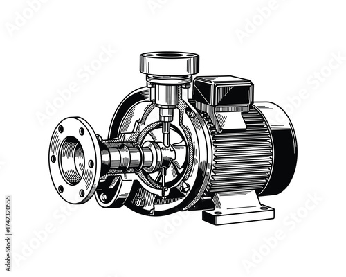 Centrifugal pump cross-section illustration