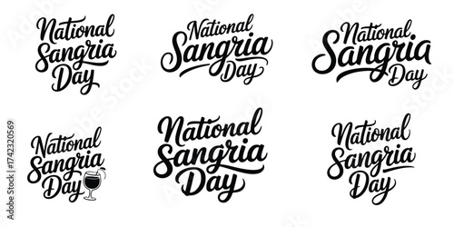 Celebrate National Sangria Day A Collection of Festive Typography Designs in Black Ink for Holiday Celebrations