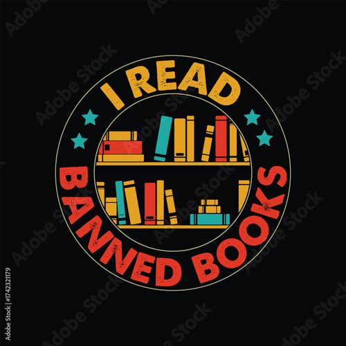 I Read Banned Books Retro Circle Design reading literature