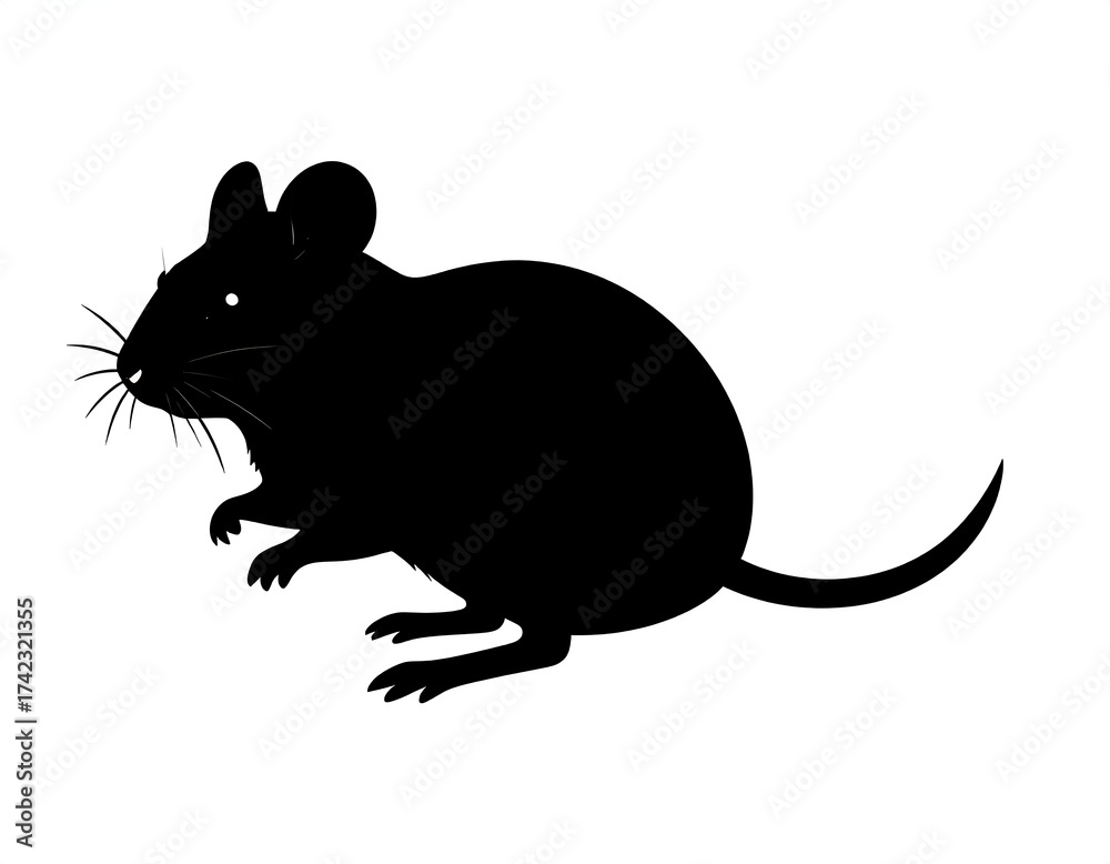 Obraz premium Simple, high-contrast silhouette of a small rodent on a white background
