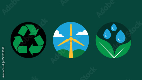 Recycling renewable energy water conservation sustainability environment ecology green energy wind power water drops leaves nature conservation ecofriendly clean energy resources future earth planet g