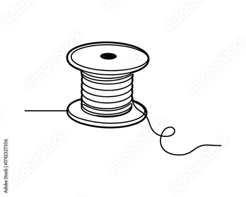 Simple line art drawing of spool of thread