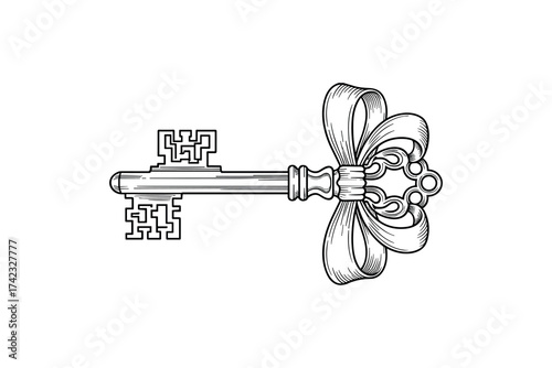 Vintage Skeleton Key with Ribbon