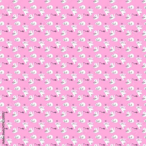 Seamless Cat Cartoon Pattern Vector Illustration for Packaging and Wallpaper