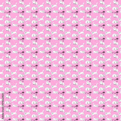 Seamless Cat Cartoon Pattern Vector Illustration for Packaging and Wallpaper