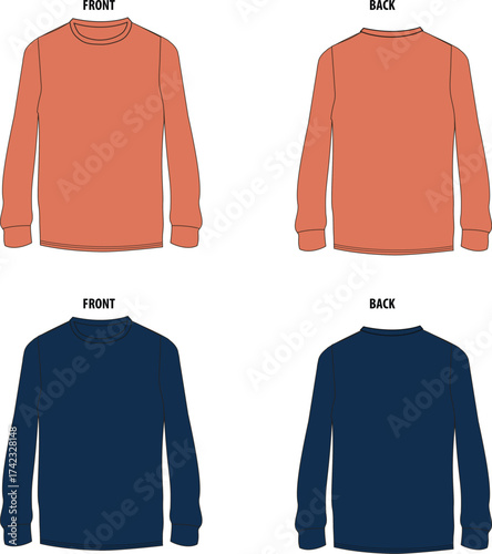 Long sleeve T shirt vector illustration