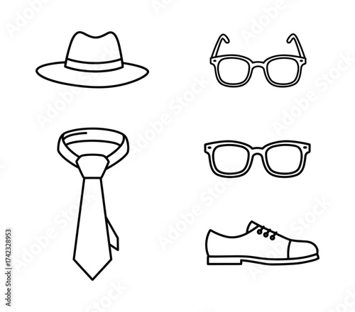 Men's Fashion Accessories Line Icons Set