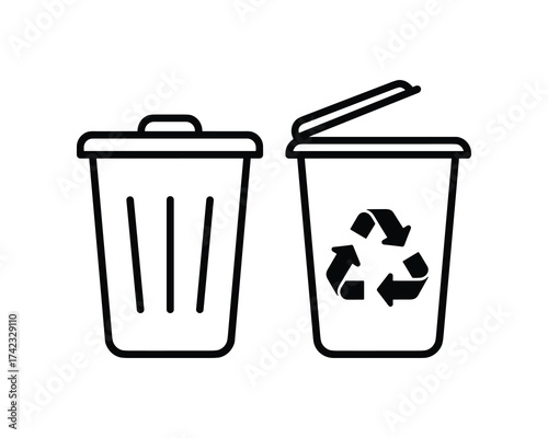 Trash can and recycling bin icons