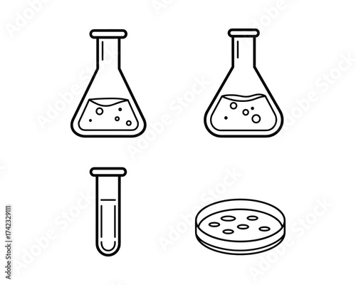 Laboratory Glassware Icons Set