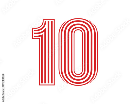 Number 10 Red Stripes Design