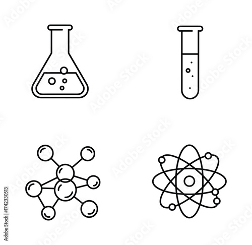 Science Chemical Research Outline Icons Set