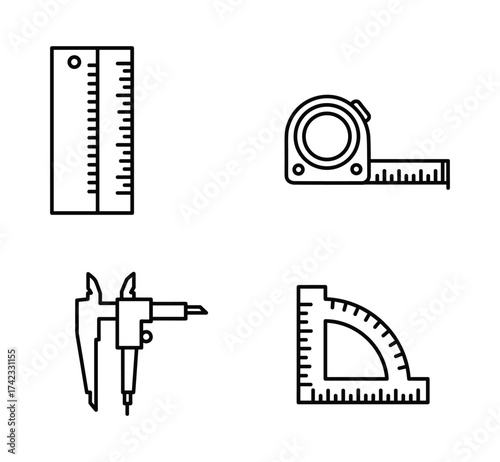 measuring tools line icons