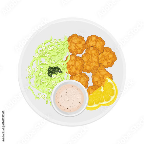 Vector Illustration Logo Clipart Delicious Japanese Fried Chicken or Chicken Karaage