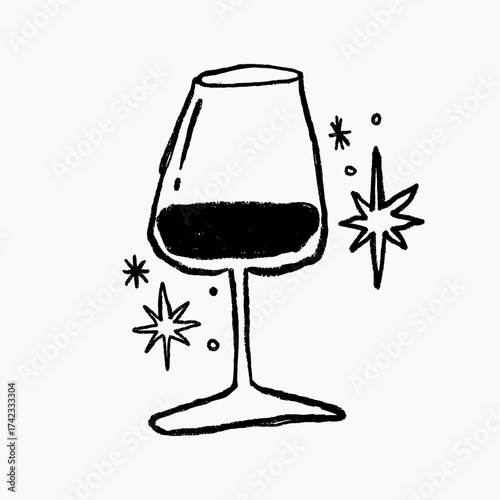 Hand Drawn Black Line Wedding Elements - wine glass