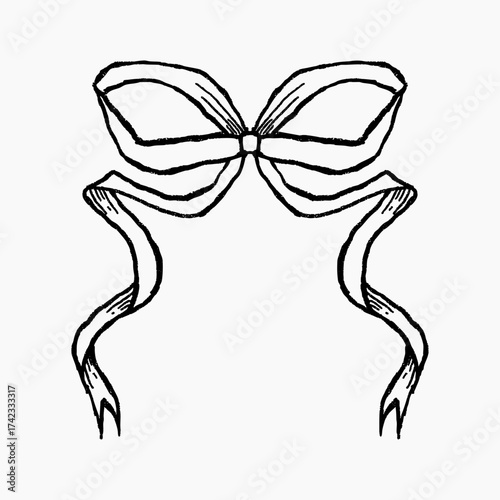 Hand Drawn Black Line Bow Illustration