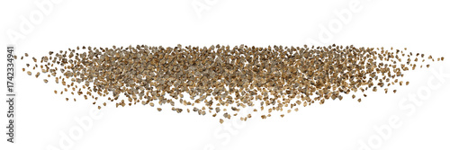 Quadro su tela Brown stones and pebbles isolated on white background, natural gravel texture for construction and decoration, rough surface macro closeup