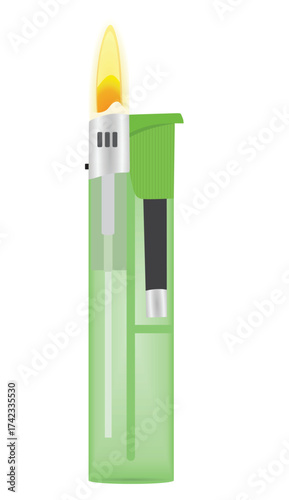 Cigarette plastic lighter. vector illustration