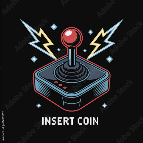 Retro Game Joystock isolated on black background