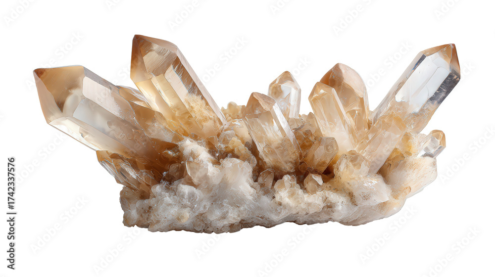 Fototapeta premium Gypsum crystal background isolated on a Transparent background, PNG file.