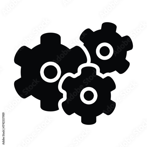 three wheel gear solid icon vector design good for web or mobile app