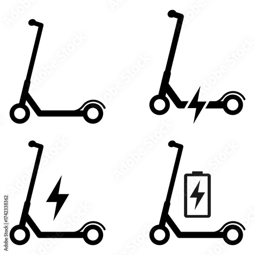 Set of Electric scooter icon, flat eco friendly transport, vehicle vector illustration .