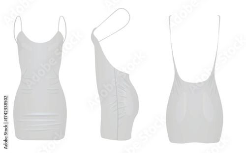 Grey mini skirt dress. vector	