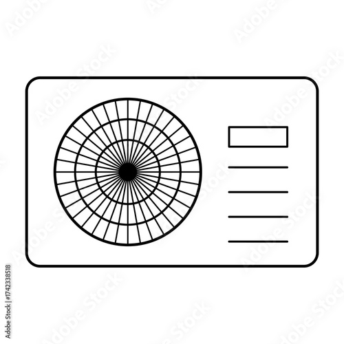 Heat pump air source icon, cooling electric system machine, cool web vector illustration .