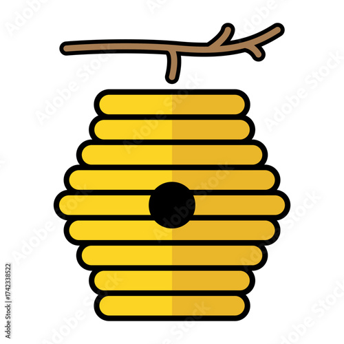 Hive natural icon, bee web flat habitat sign, graphic vector illustration .