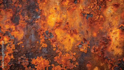 Rusty Iron Sheet Surface with Corrosion and Oxidation Texture Background