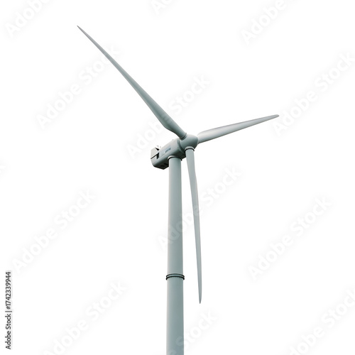 Wind turbine against a transparent background generating renewable energy